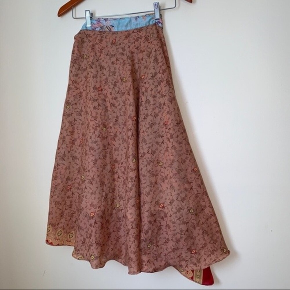 Boho Chic revers-able silky breezy cover up - wrap skirt - Picture 5 of 6